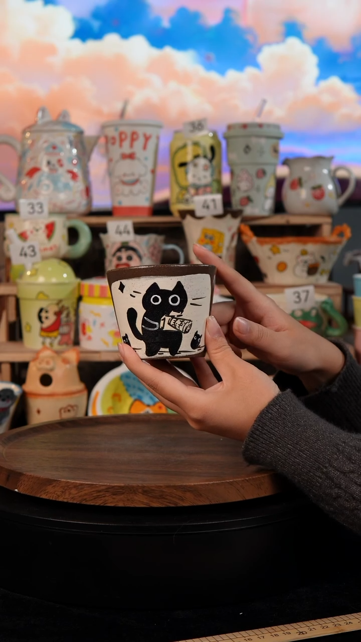 陶瓷双饮款景德镇手工手绘陶瓷