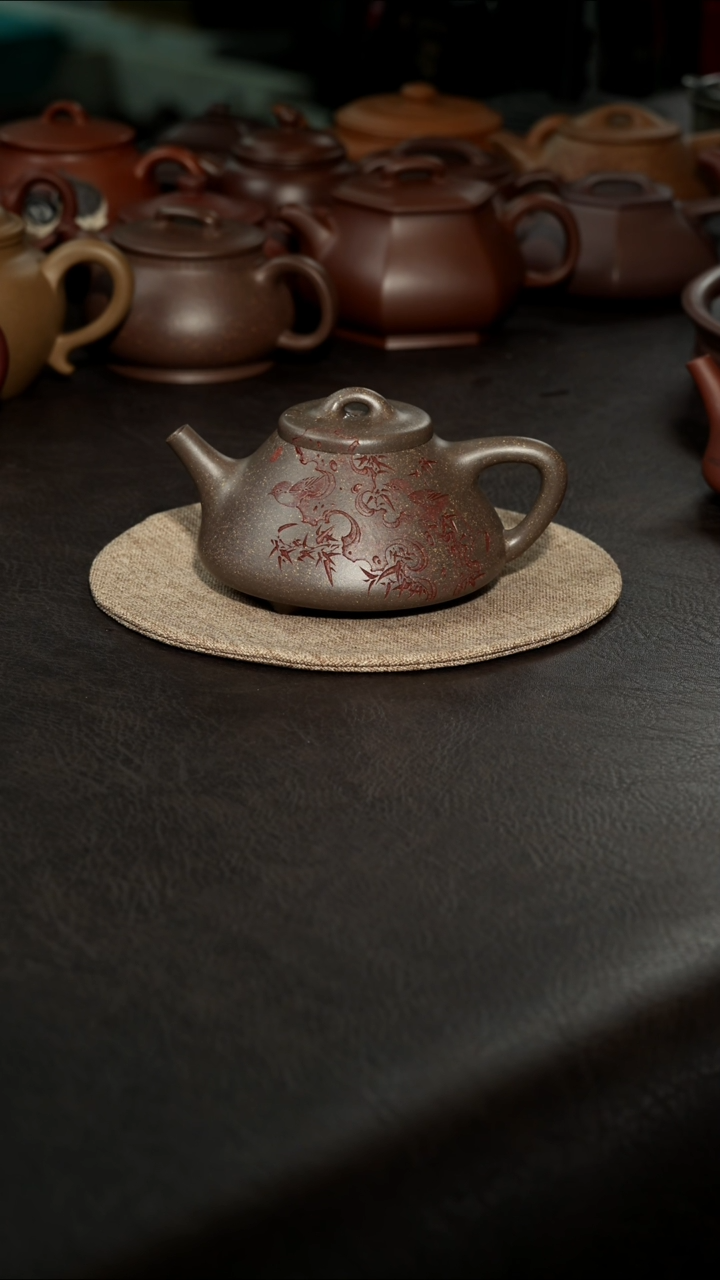 茶壶紫砂G**708竹节花鸟子冶石瓢