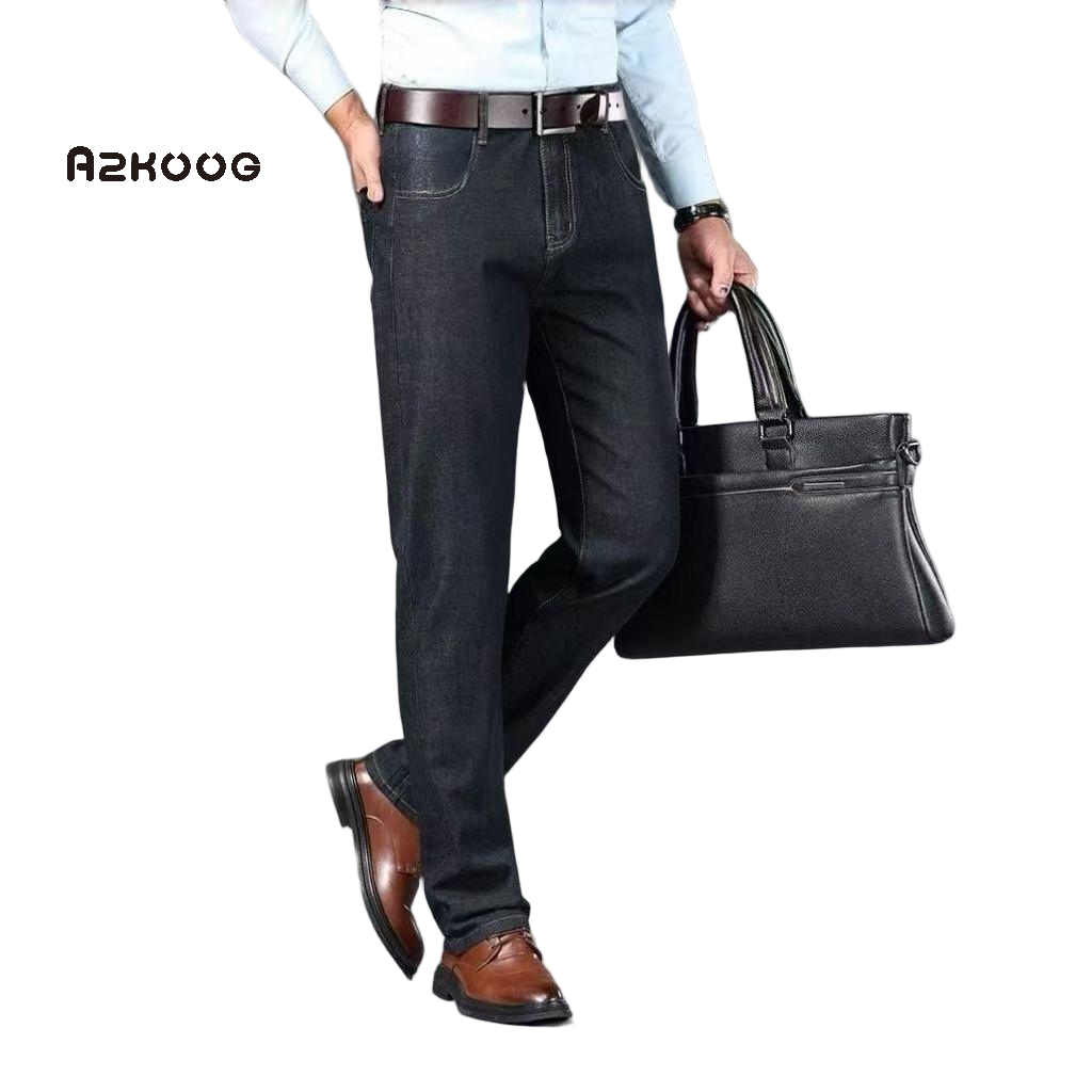 [AZKOOG]澳之康25-26秋冬新款男弹力宽松免烫休闲直筒加绒牛仔裤