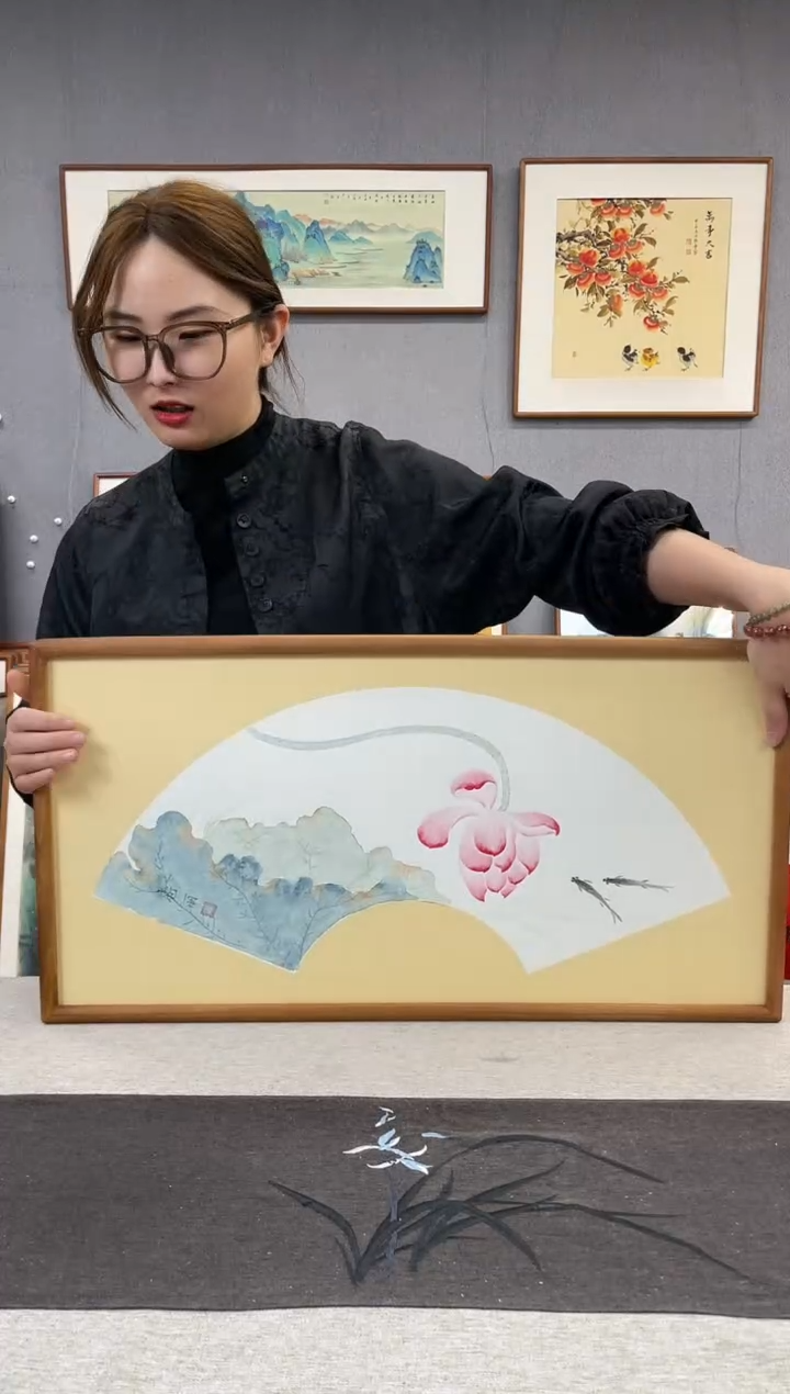 【闪购商品】国画手写手绘带框作品-35*68-马新丽