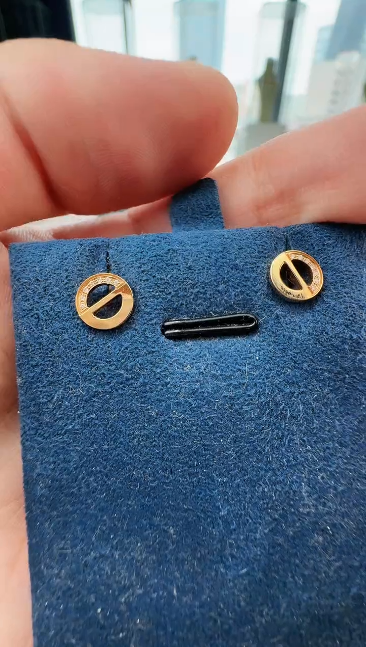 耳饰18K金镶嵌钻石K玫耳饰1.39g