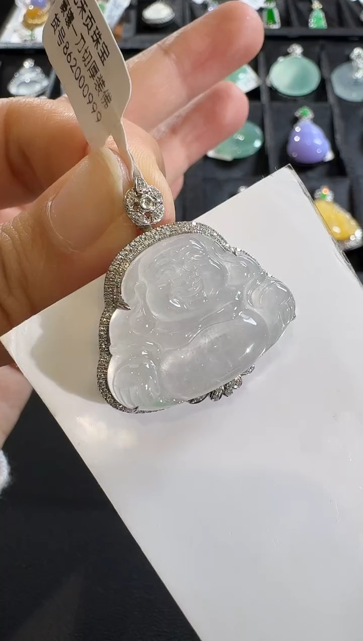 【闪购商品】翡翠吊坠(不含链)18K金镶嵌【源头工厂】钻石镶嵌