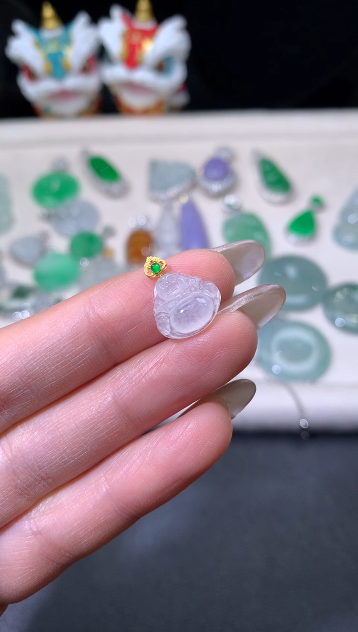 吊坠(不含链)18K金镶嵌翡翠翡翠