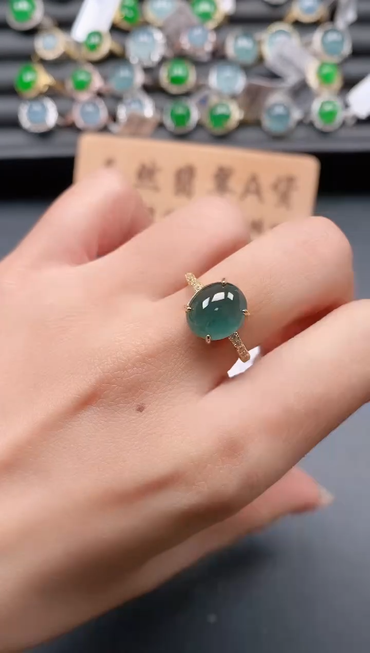 银S925镶嵌戒指翡翠111
