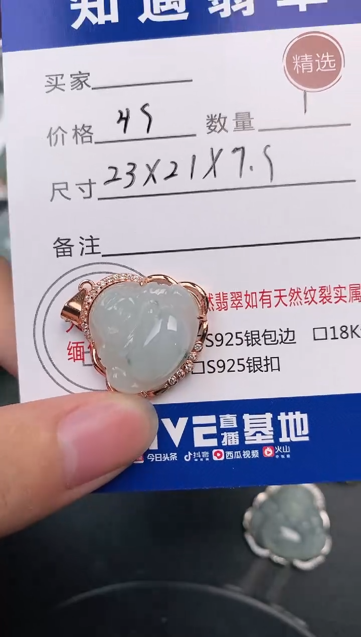 颈饰银S925镶嵌翡翠挂件