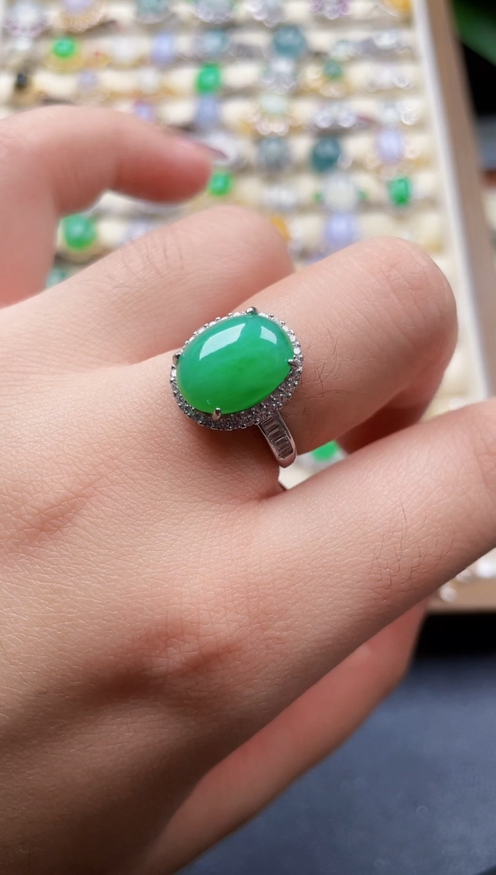 银S925镶嵌戒指翡翠209