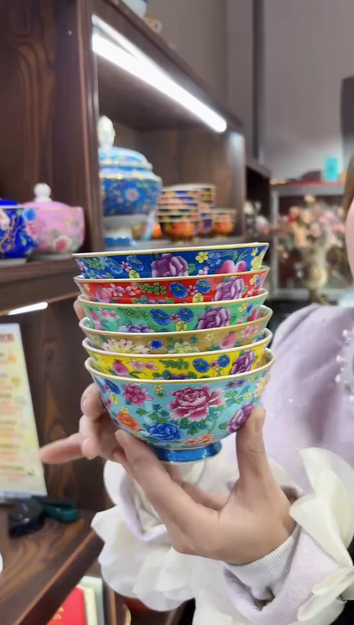 珐琅4.5英寸饭碗6个景德镇餐具
