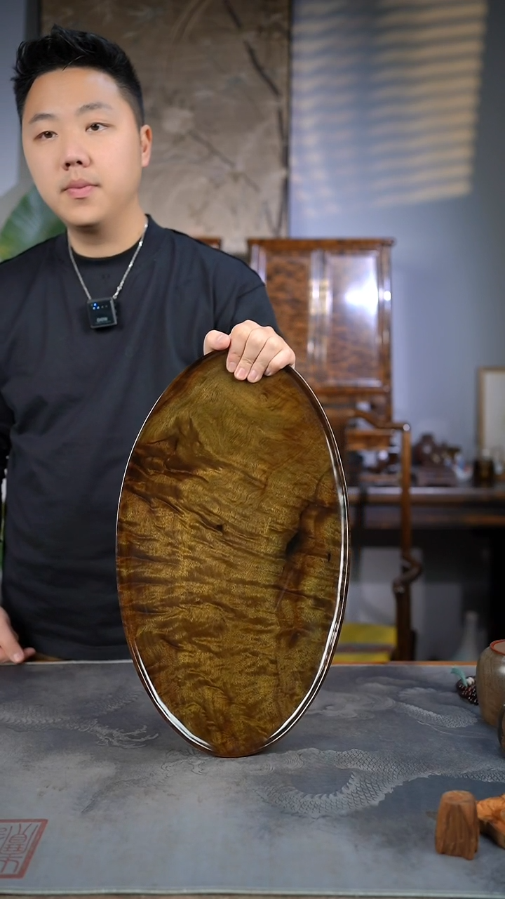 【闪购商品】金丝楠木雕160号阴沉绿料满花纹小干泡盘