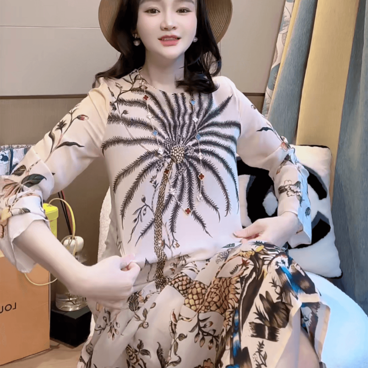 【丝芙玉禄】（S096）100%真丝双绉度假风长裙连衣裙桑蚕丝女装连