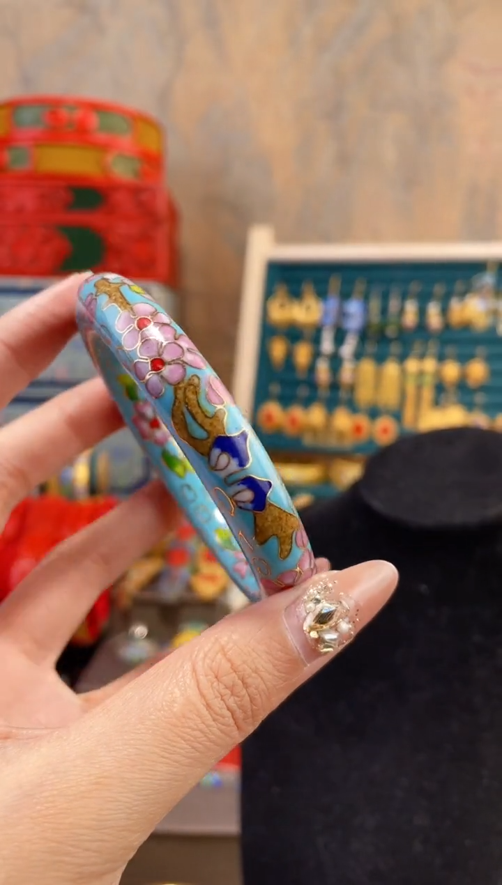 【闪购商品】非遗 景泰蓝镯子天蓝