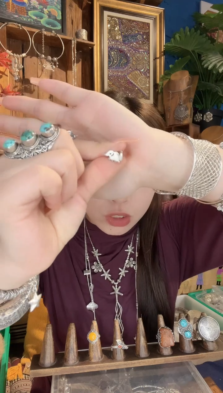 无925银谷**子小象耳钉