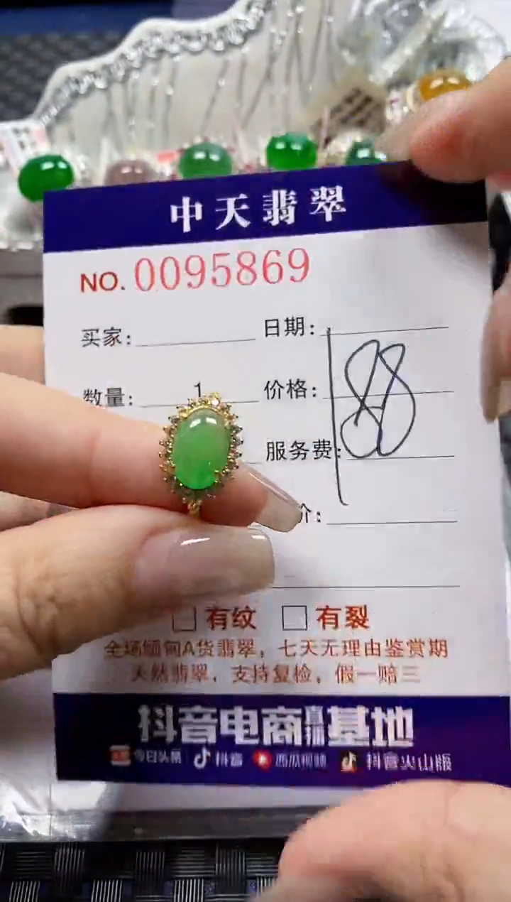 【闪购商品】翡翠戒指银S925镶嵌5869