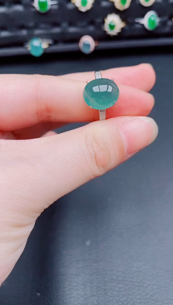 【闪购商品】翡翠戒指银S925镶嵌天然a货翡翠180