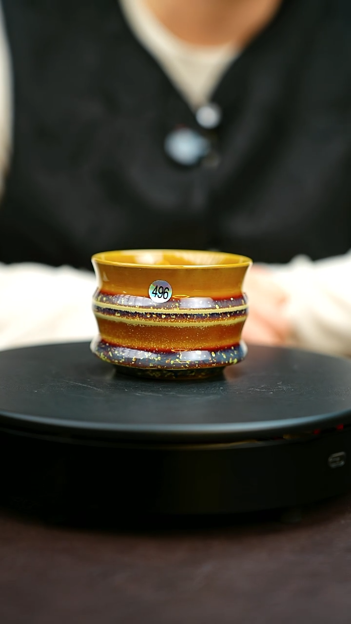 496#原矿钧瓷炉钧釉竹节杯