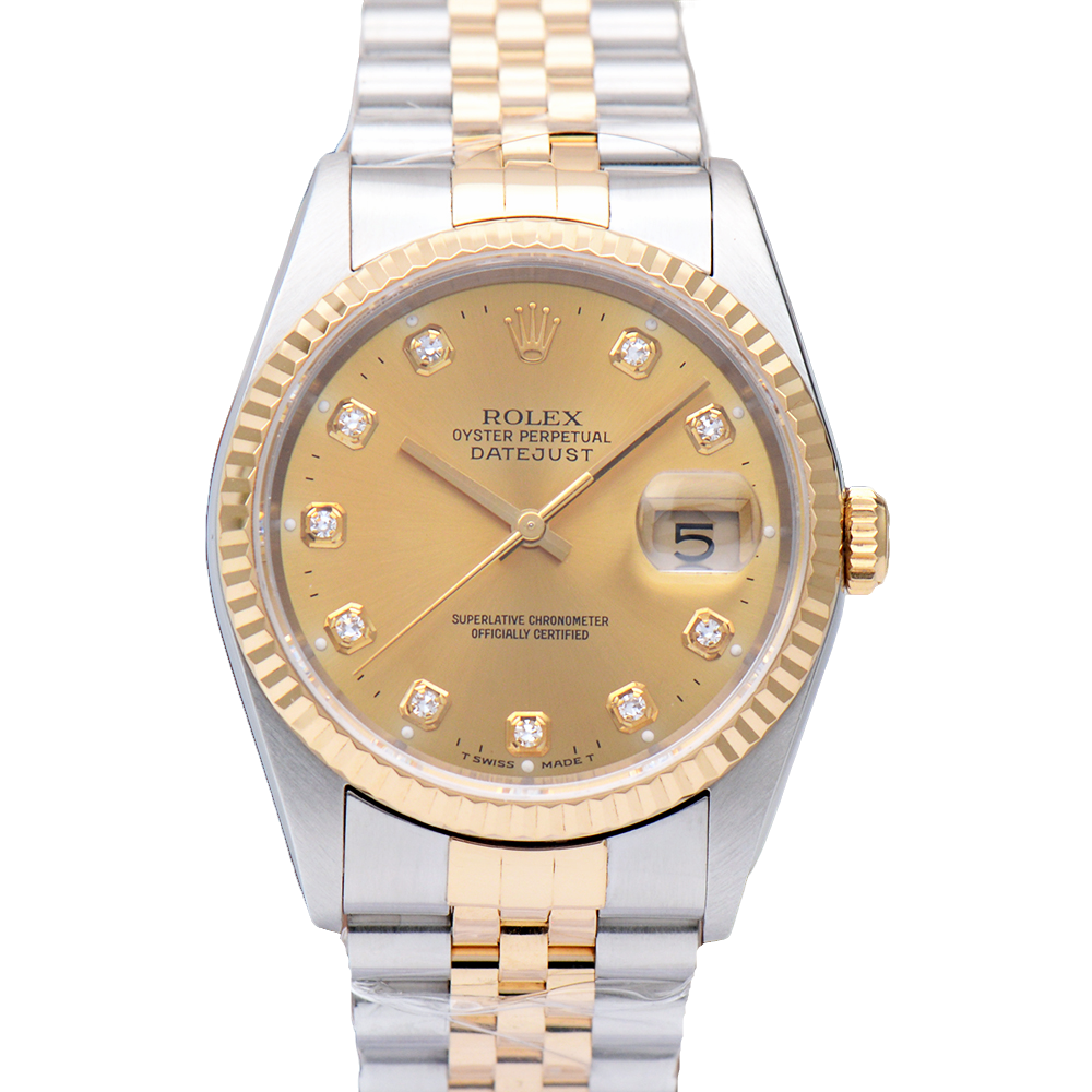 99新 Rolex/劳力士 日志型16233香槟面间黄金36MM自动机械男表