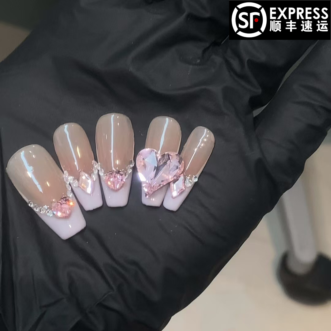 【香芋甜心】纯手工制作华子气质百搭双色渐变可拆卸穿戴甲