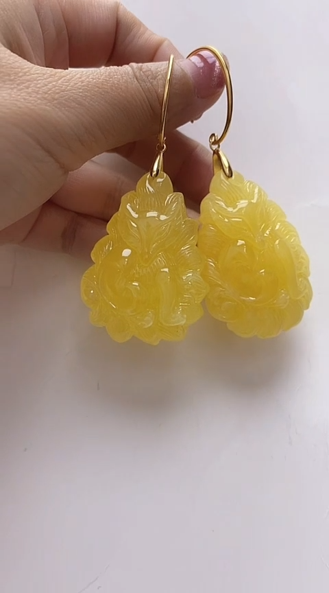 【闪购商品】琥珀裸石银S925镶嵌蜜蜡耳坠