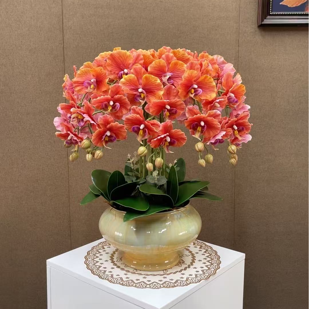 仿真蝴蝶兰花假花装饰客厅高档仿真花餐边柜电视柜客厅装饰摆件