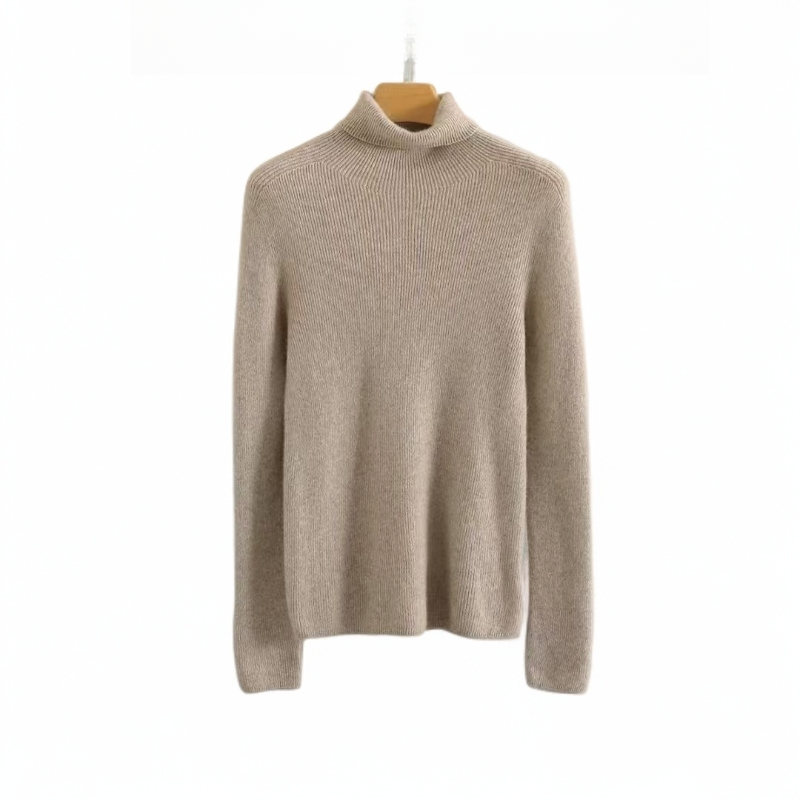 100%山羊绒职场基础纯色堆堆领高领毛衣女修身常规衫针织加厚百搭