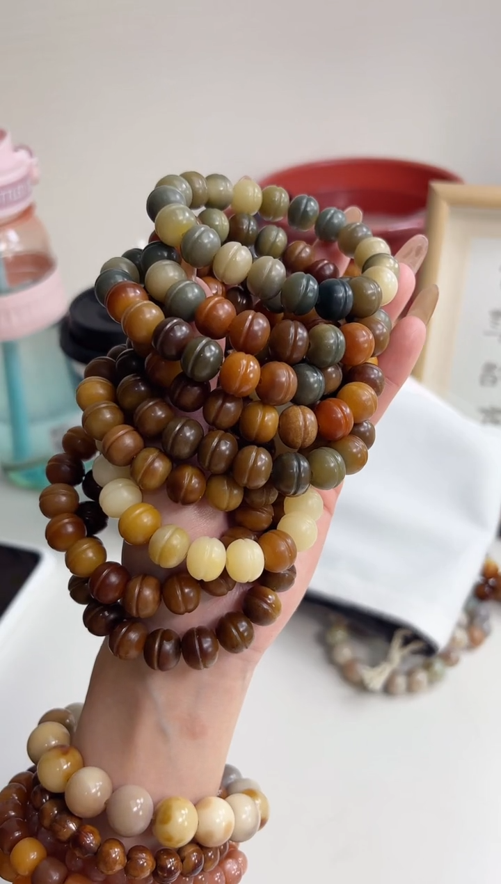 手串菩提根/象牙果b88干磨凹堡11*12mm手串瑕疵不补随机
