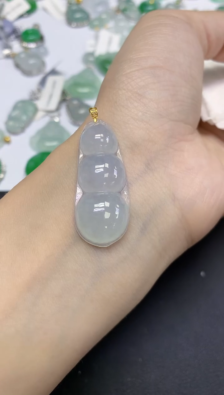 颈饰18K金镶嵌翡翠天然缅甸翡翠A货百元以上9元证书费自理