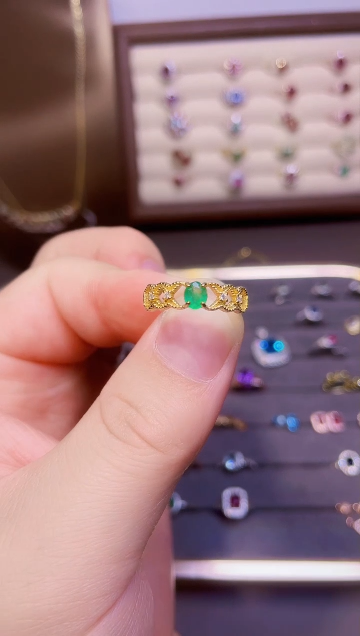 【闪购商品】祖母绿戒指银S925镶嵌一枚