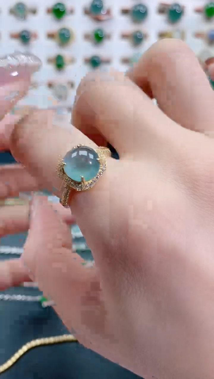 银S925镶嵌戒指翡翠天然翡翠