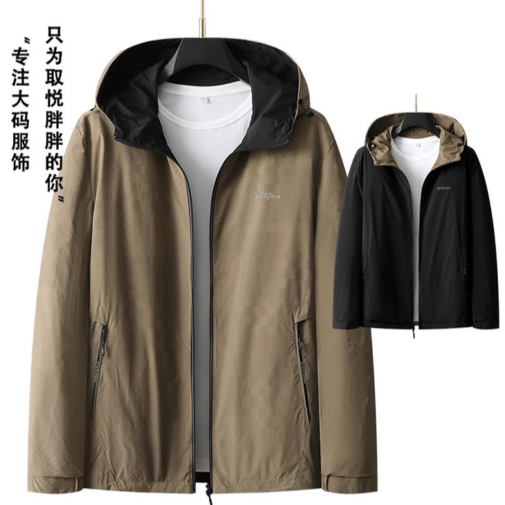 【大码外套】双面穿连帽夹克休闲户外透气宽松582731