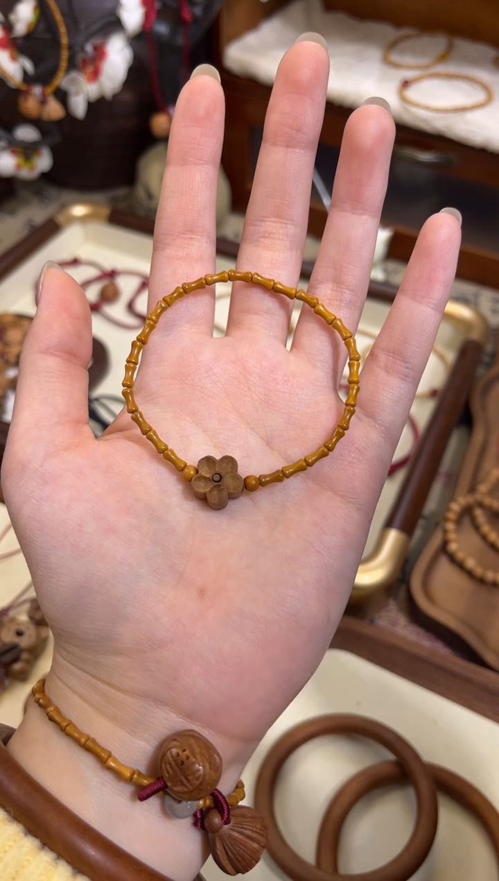 手串桃核【桃缘行】竹节「小花」桃木桃核辟、挡、驱、护 备注手围