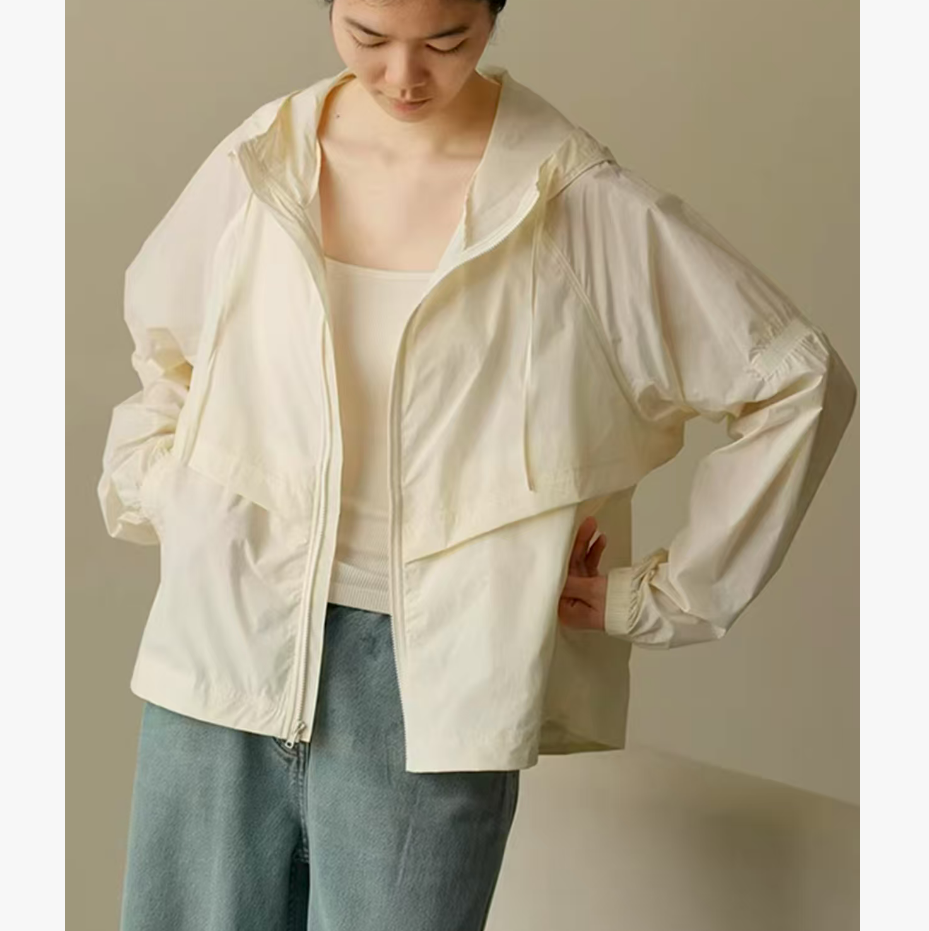 9901衣长64秋季新款宽松连帽短外套显瘦开衫冲锋衣纯色上衣服4