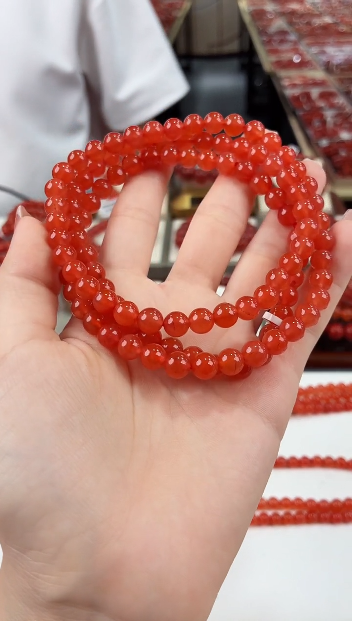 南红玛瑙冰红多圈7+未镶嵌一个/条