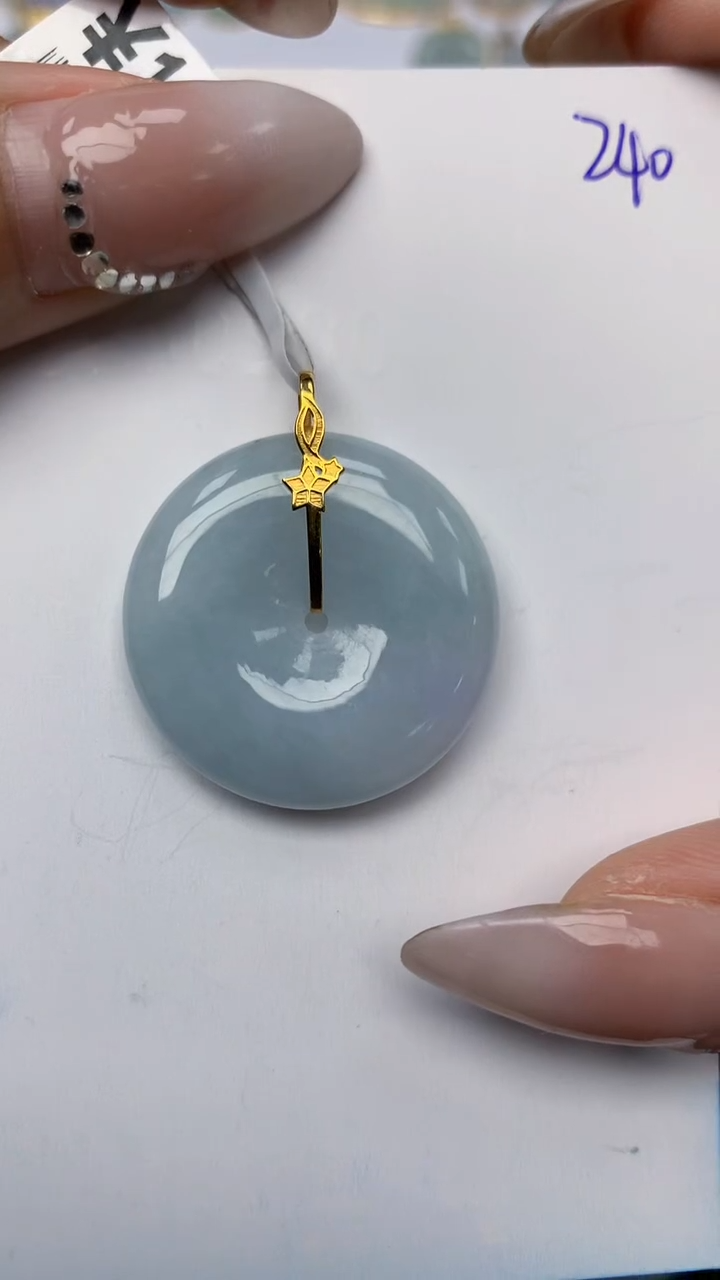 【闪购商品】翡翠颈饰18K金镶嵌天然翡翠A货，