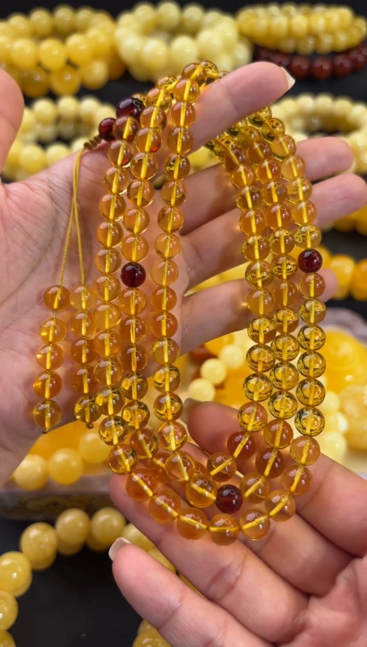 【闪购商品】金珀颈饰未镶嵌108颗佛珠8+