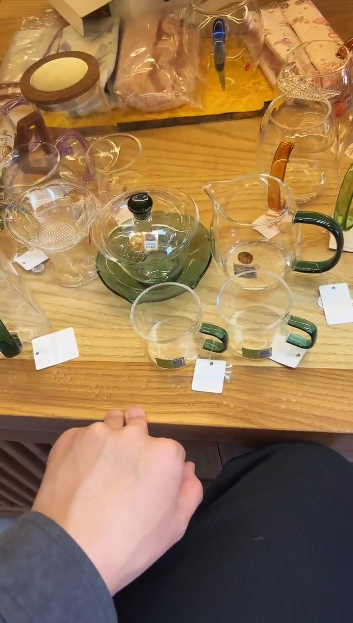 荷叶盖碗/墨绿+晶彩/澄然/墨绿色+清禾杯墨绿/一对