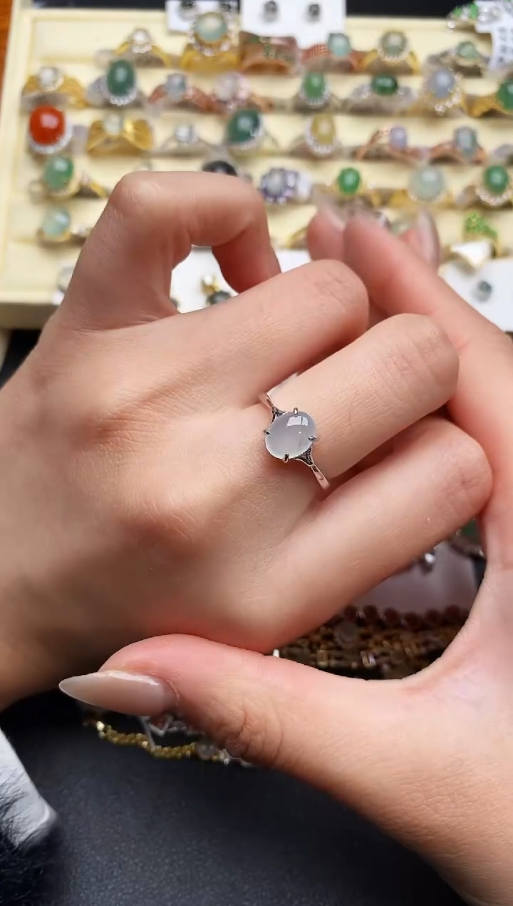 【闪购商品】翡翠戒指银S925镶嵌9999999+8