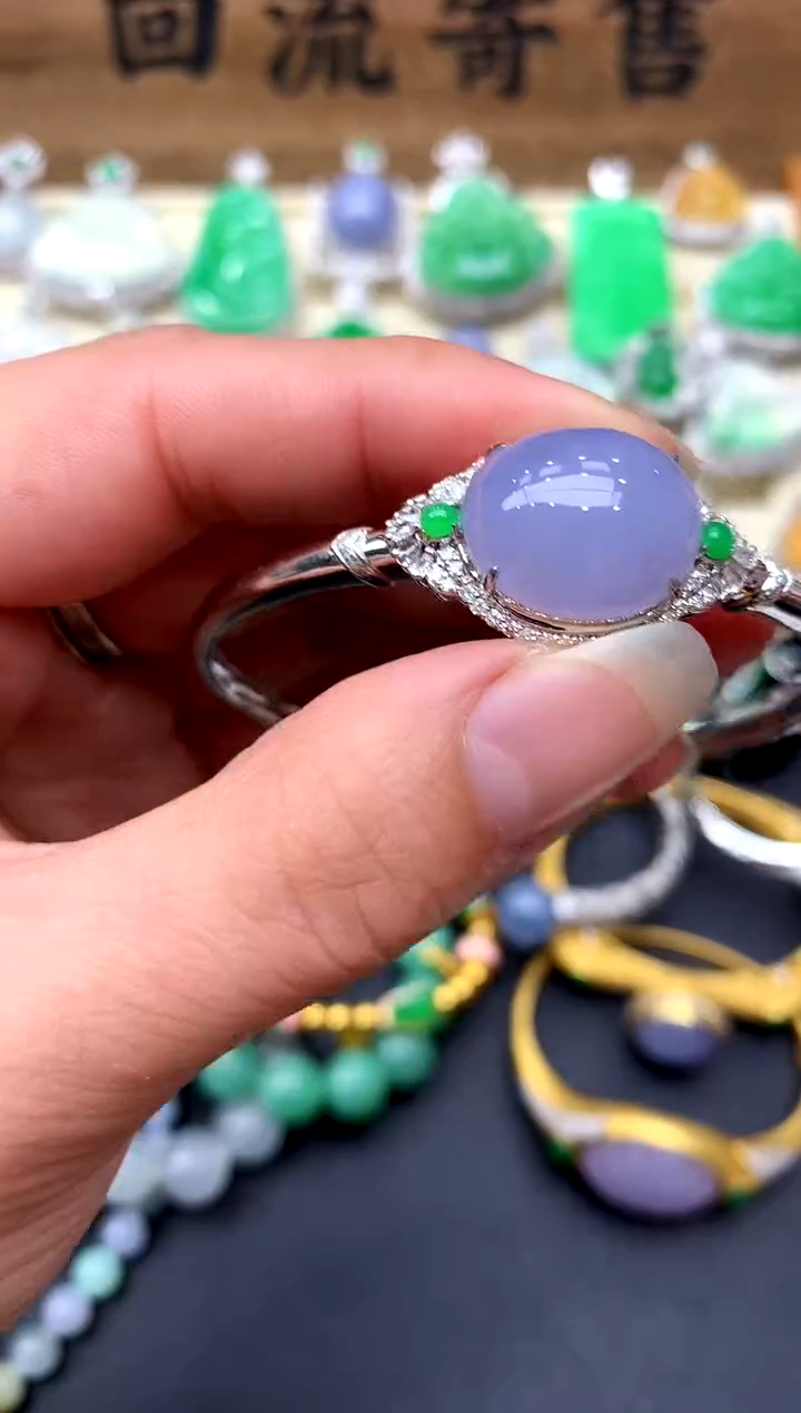 【闪购商品】翡翠手镯18K金镶嵌530-中国好珍宝