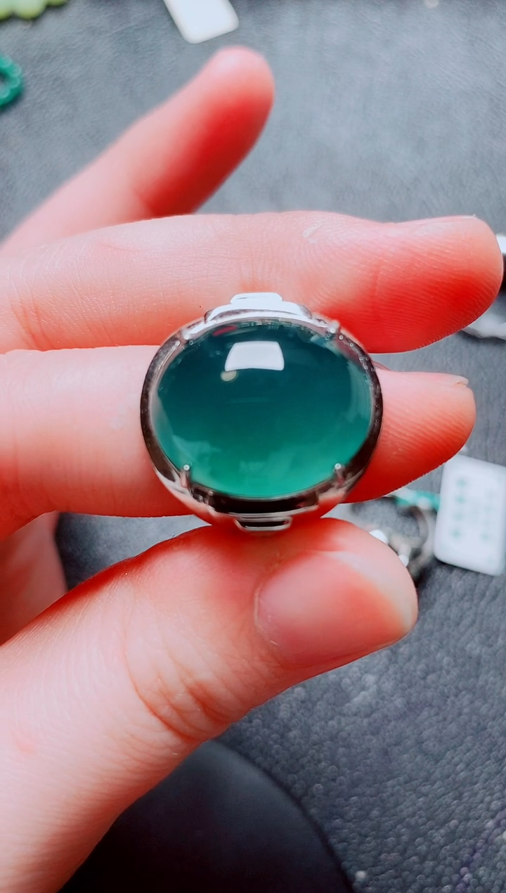 银S925镶嵌戒指翡翠111