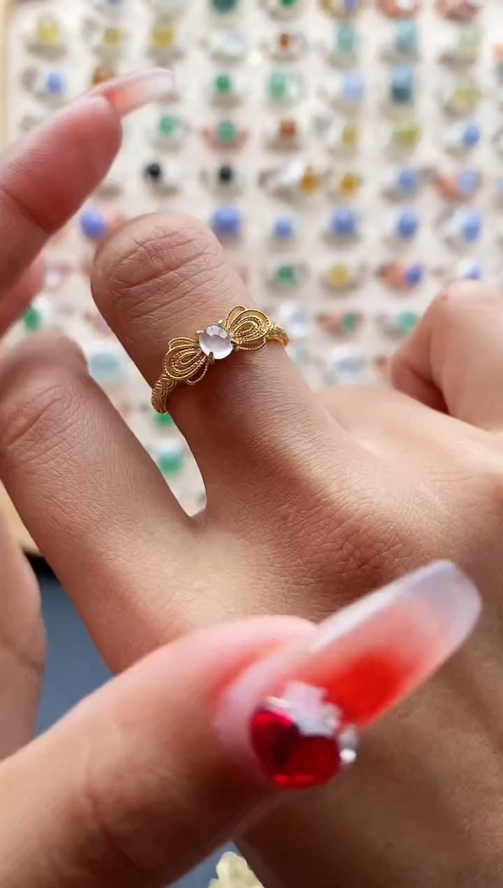 【闪购商品】翡翠戒指银S925镶嵌缅甸天然A货翡翠111 1+2