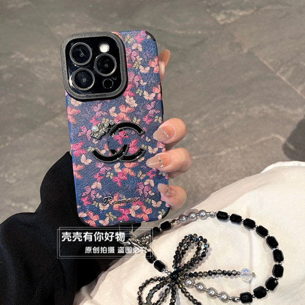 适用苹果手机壳iphone17小羊皮16软壳15pro彩绘蝴蝶14pm手链13女