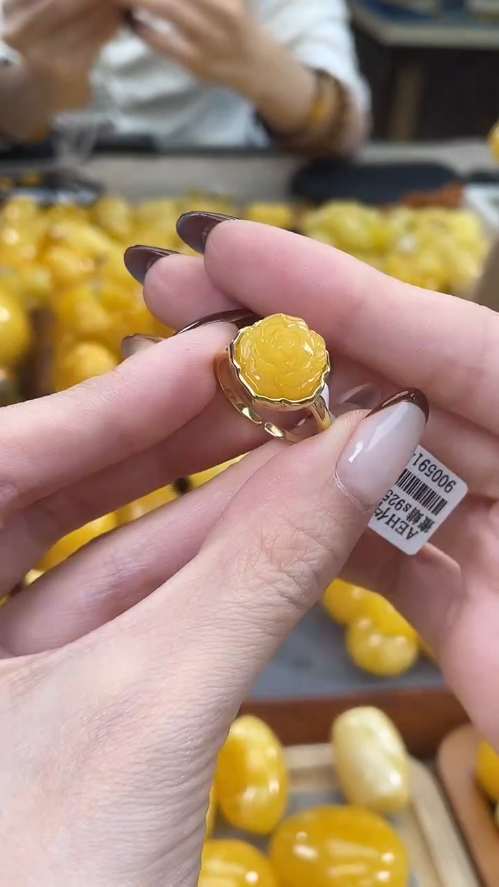 裸石琥珀银S925镶嵌多样性发货发其一J 16