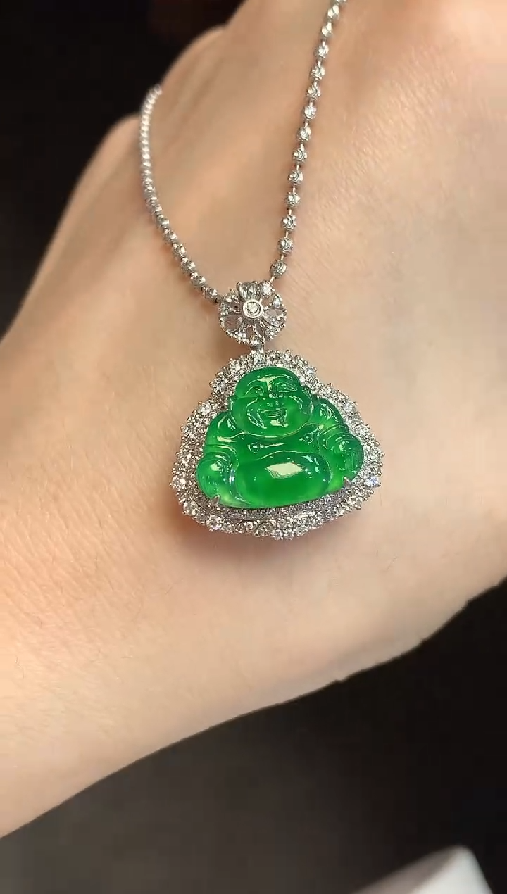 翡翠18K金镶嵌吊坠(不含链)C56