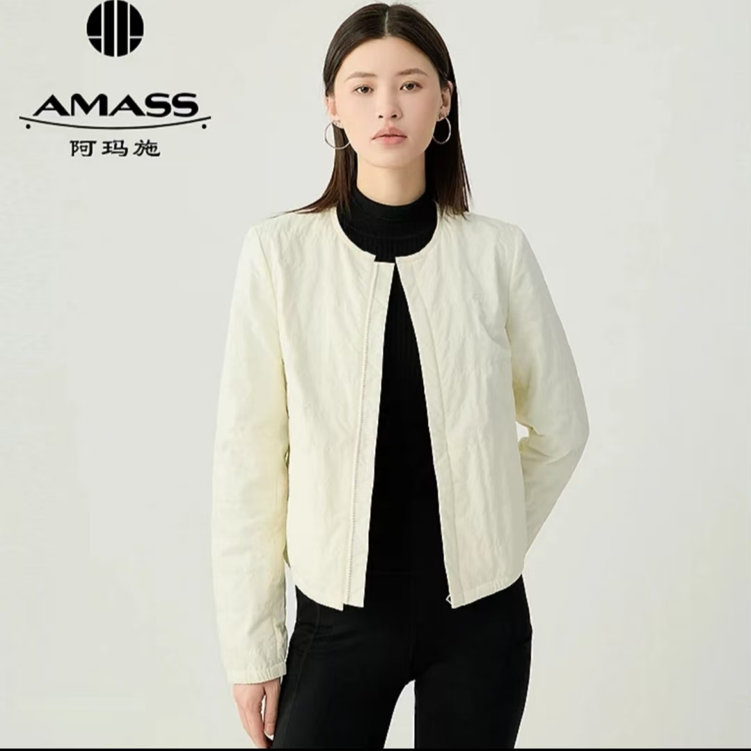 AMASS/阿玛施['双11好物']时尚百搭横条舒适绗缝薄棉外套女540048
