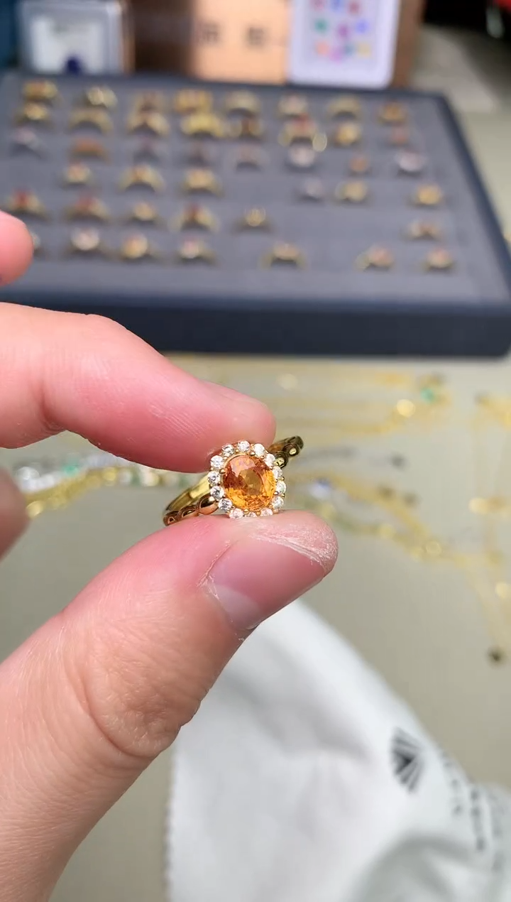 【闪购商品】石榴石戒指银S925镶嵌戒指