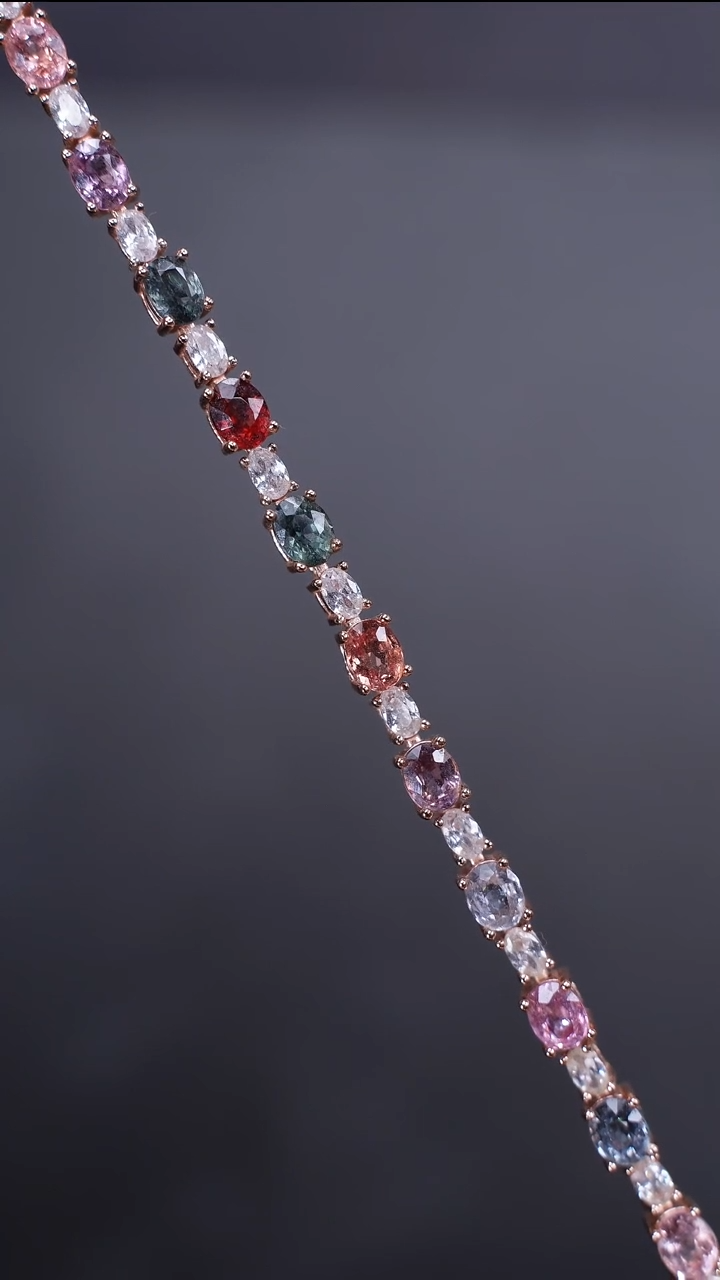 手链银S925镶嵌尖晶石手链