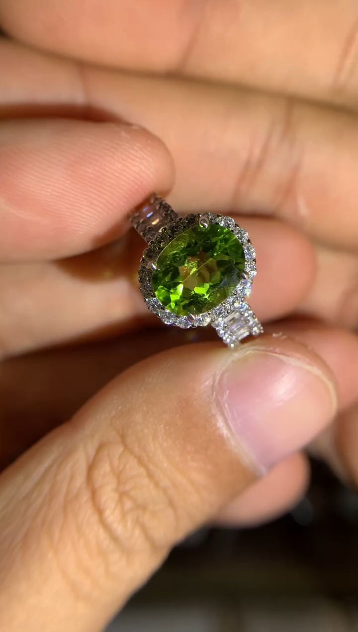 【闪购商品】橄榄石戒指银S925镶嵌天然