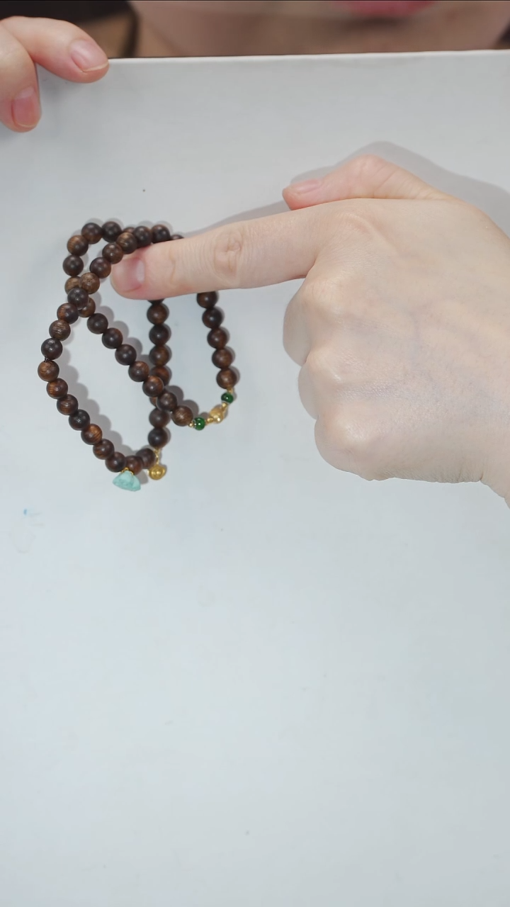 18K金镶嵌绿松石手串双圈