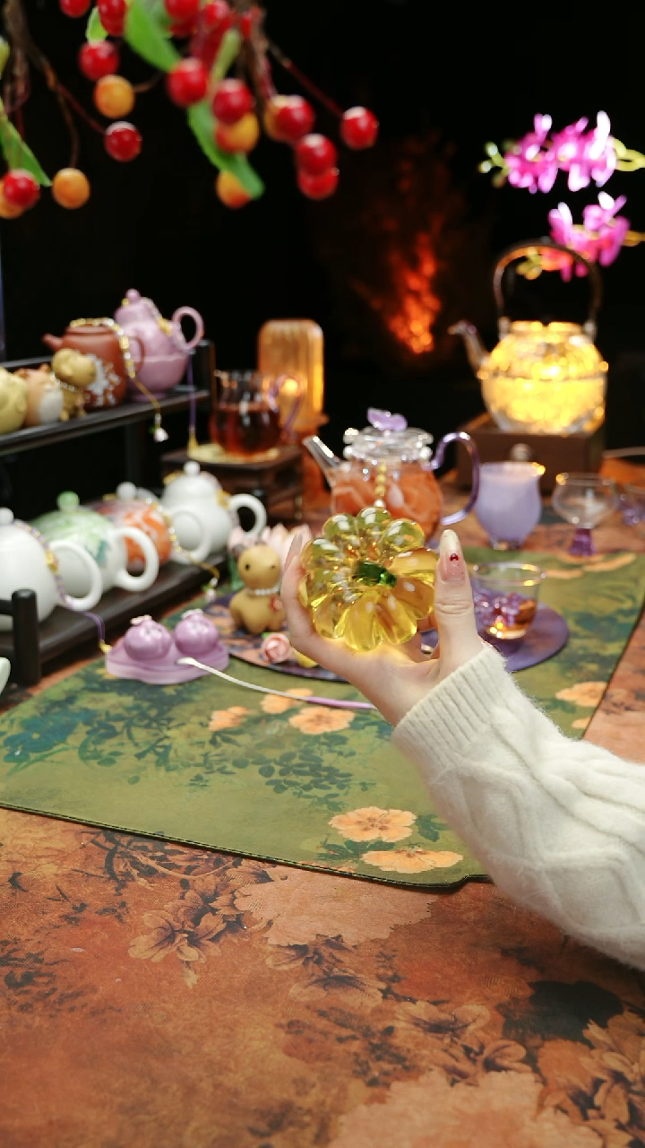 【闪购商品】紫色水晶玻璃南瓜盖置摆件