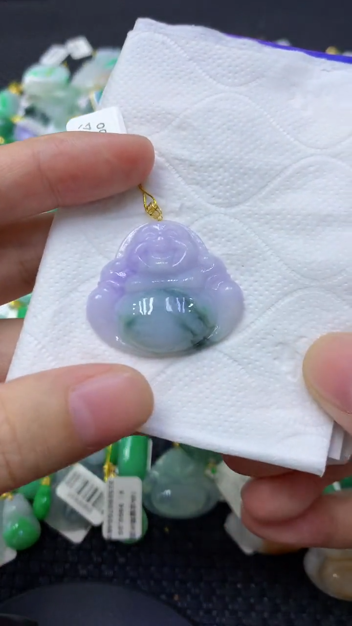 颈饰18K金镶嵌翡翠天然缅甸翡翠A货