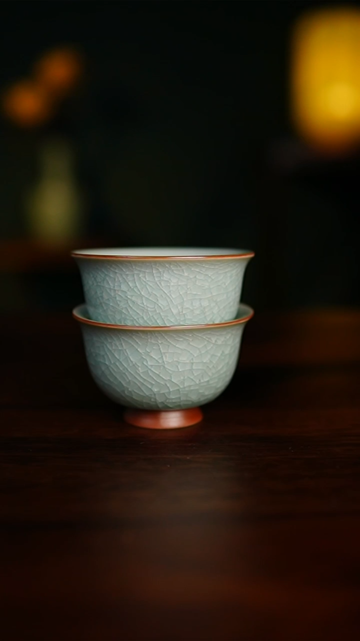 【闪购商品】冰花釉 压手杯 2只装 