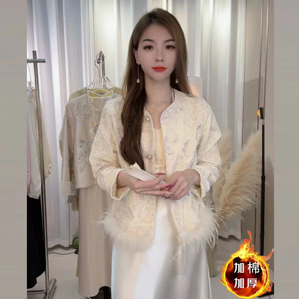 【良辰美景】轻奢女常规长袖秋季宽松型厚款短外套气质礼服重工国风